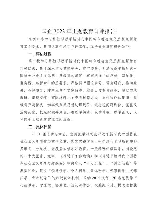 2篇国企公司20232024年主题教育开展情况自评报告.docx