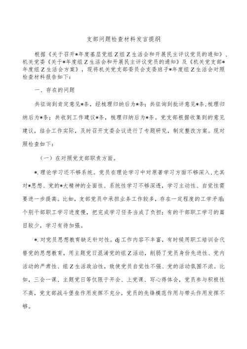 支部问题检查材料发言提纲.docx