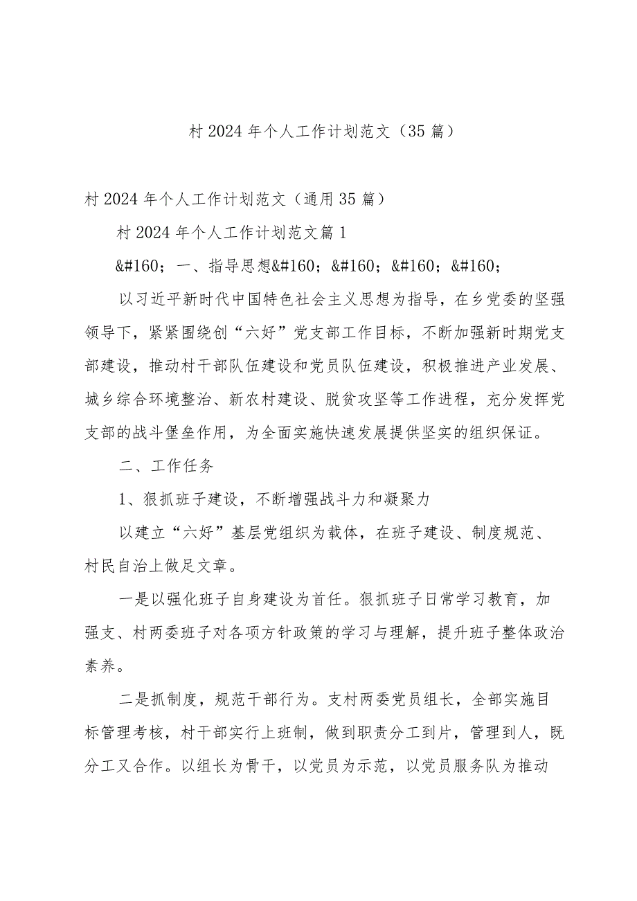 村2024年个人工作计划范文（35篇）.docx_第1页