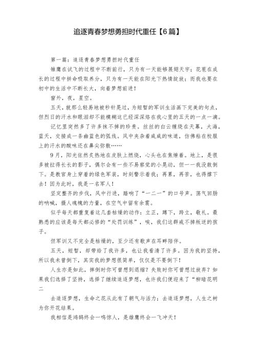 追逐青梦想勇担时代重任【6篇】.docx