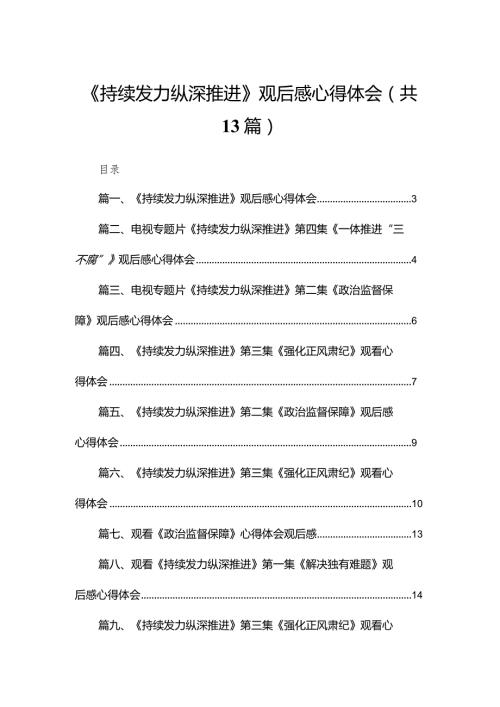 《持续发力纵深推进》观后感心得体会（共13篇）(1).docx