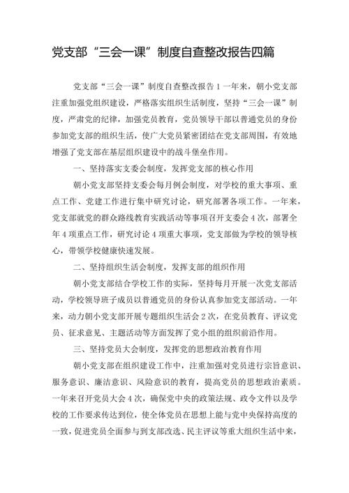 党支部“三会一课”制度自查整改报告四篇.docx