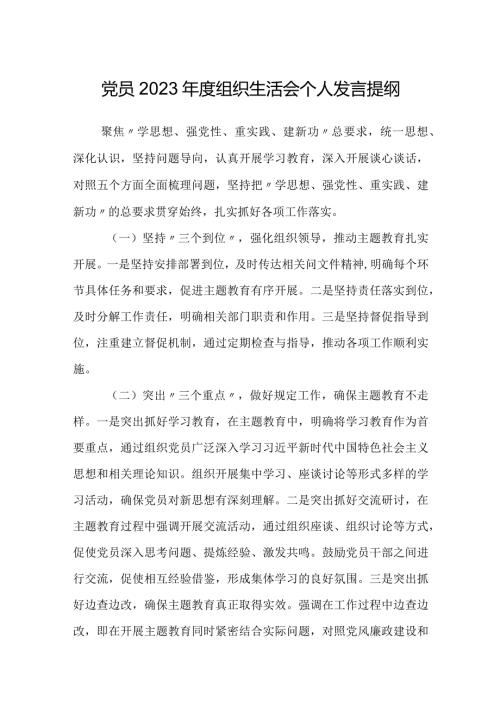 乡镇基层干部20232024组织生活会五个方面检视个人对照检查发言提纲.docx