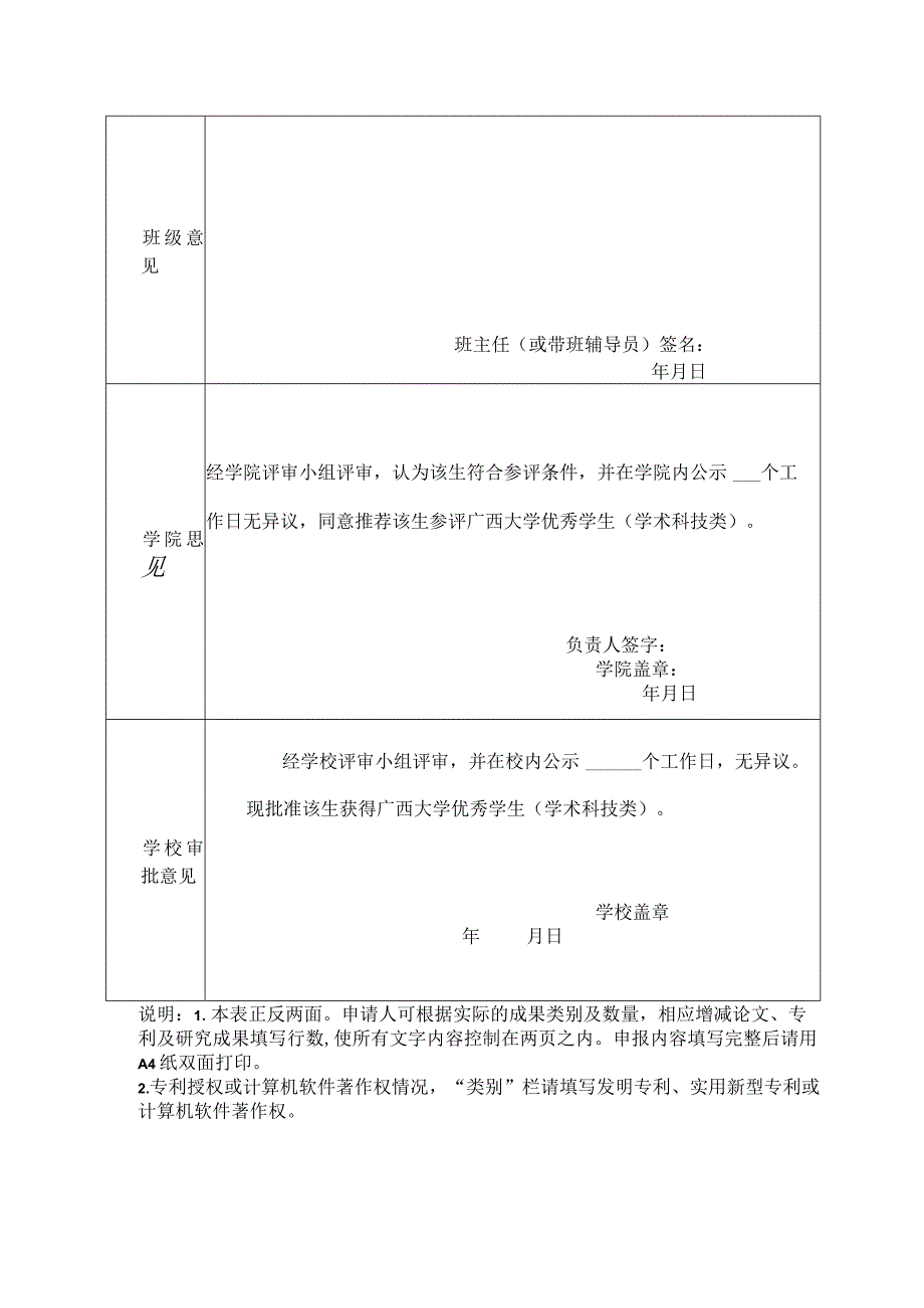 广西大学20202021“优秀学生”学术科技类申请审批表.docx_第2页