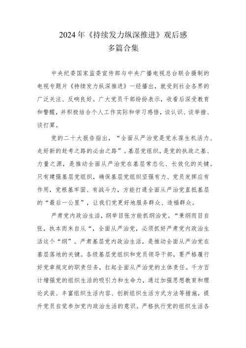《持续发力 纵深推进》观后感合集.docx