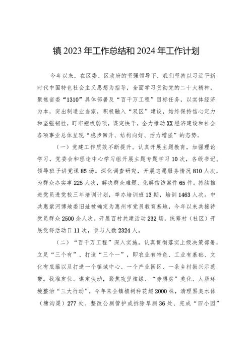 镇2023年工作总结和2024年工作计划(20231226).docx