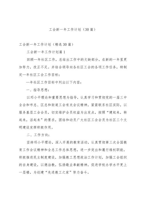 工会新一年工作计划（30篇）.docx
