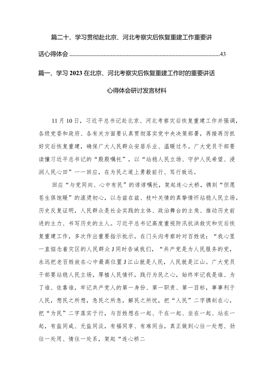 2024学习在北京、河北考察灾后恢复重建工作时的重要讲话心得体会研讨发言材料【20篇精选】供参考.docx_第3页