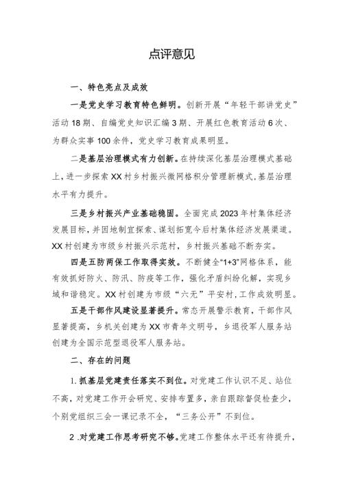 2023抓党建述职点评意见.docx