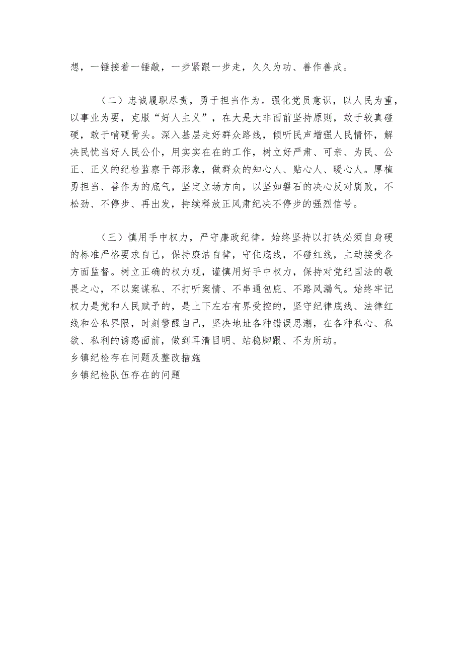 乡镇纪委书记纪检监察干部队伍教育整顿个人党性分析报告范文20232024六篇.docx_第2页
