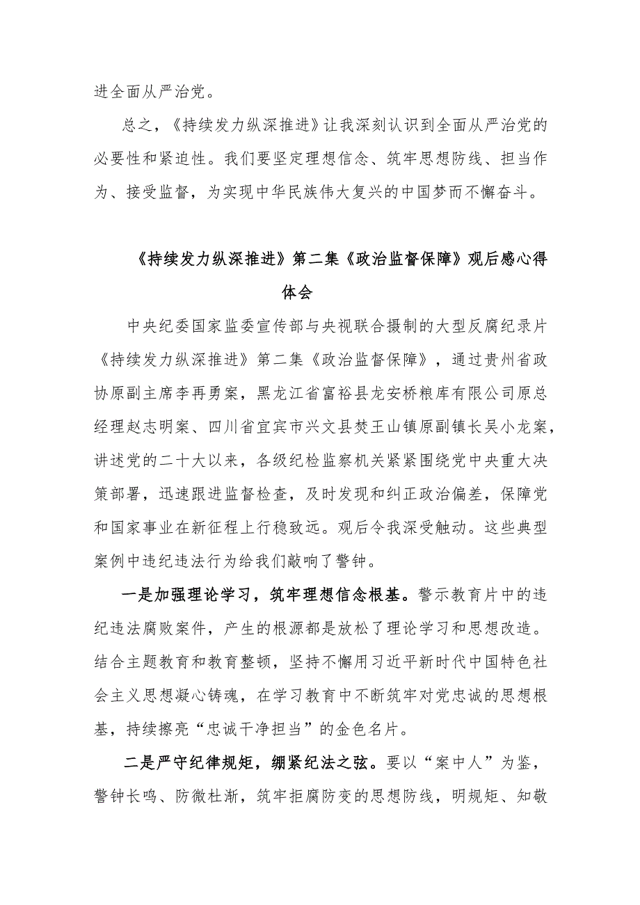 观看《持续发力 纵深推进》观后感心得体会十篇.docx_第2页