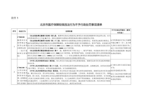 《北京市医疗保障轻微违法行为不予行政处罚事项清单》.docx