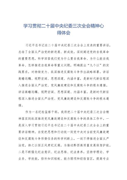 2024年学习贯彻二十中央纪委三次全会精神心得体会十九篇.docx