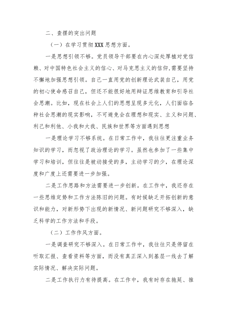 某县长2023专题民主生活会发言提纲.docx_第2页