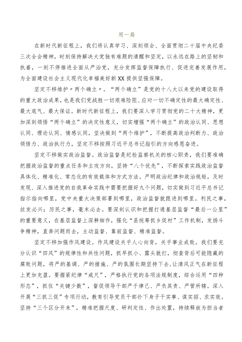 “二十中央纪委三次全会精神”发言材料及心得体会七篇.docx_第2页