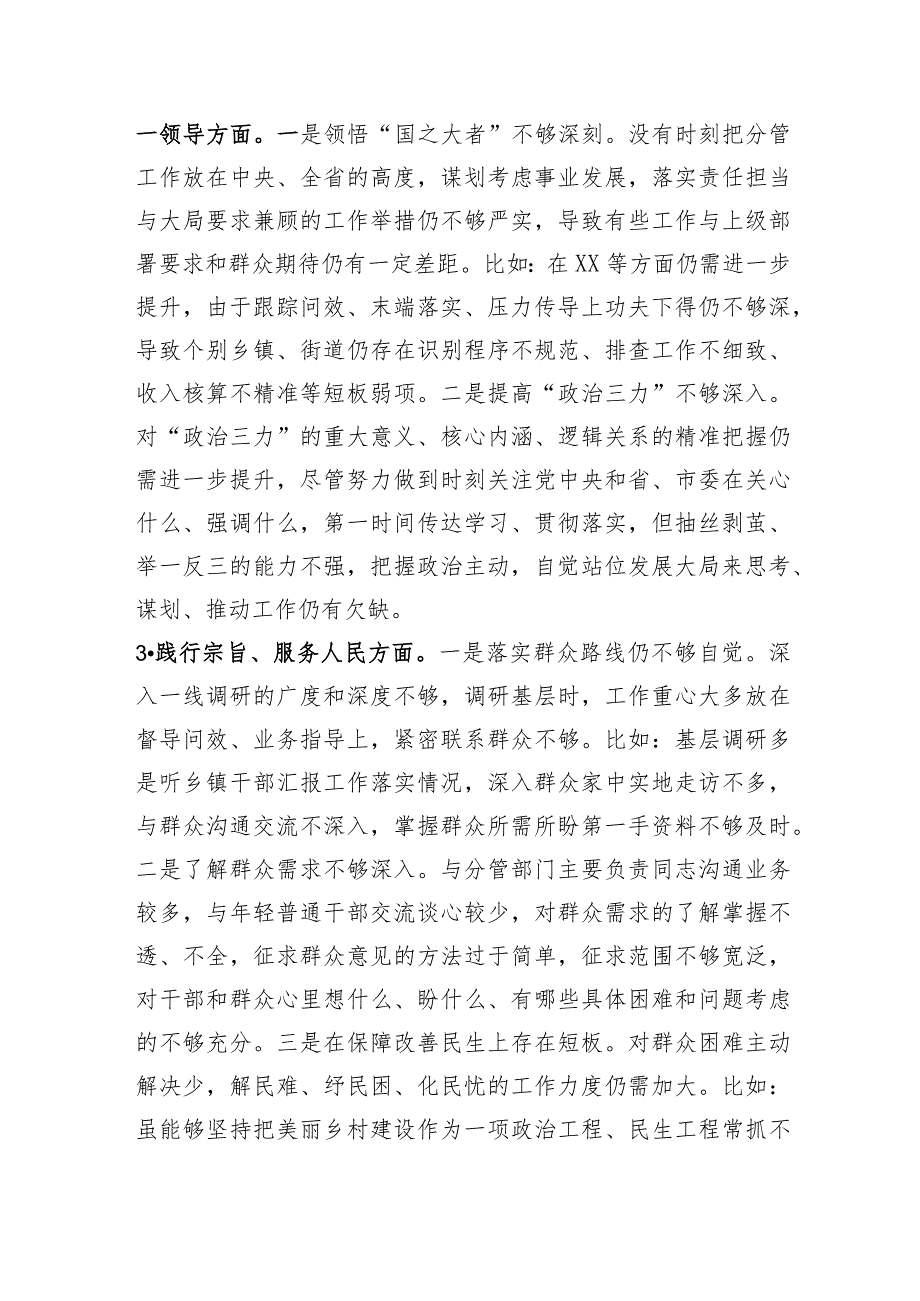 市委副书记2023专题民主生活会个人对照检查材料（践行宗旨等6个方面+政绩观+共同体意识+反面典型案例）.docx_第2页