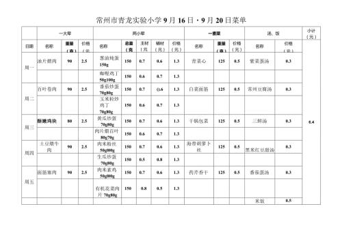 常州市青龙实验小学9月16日9月20日菜单.docx