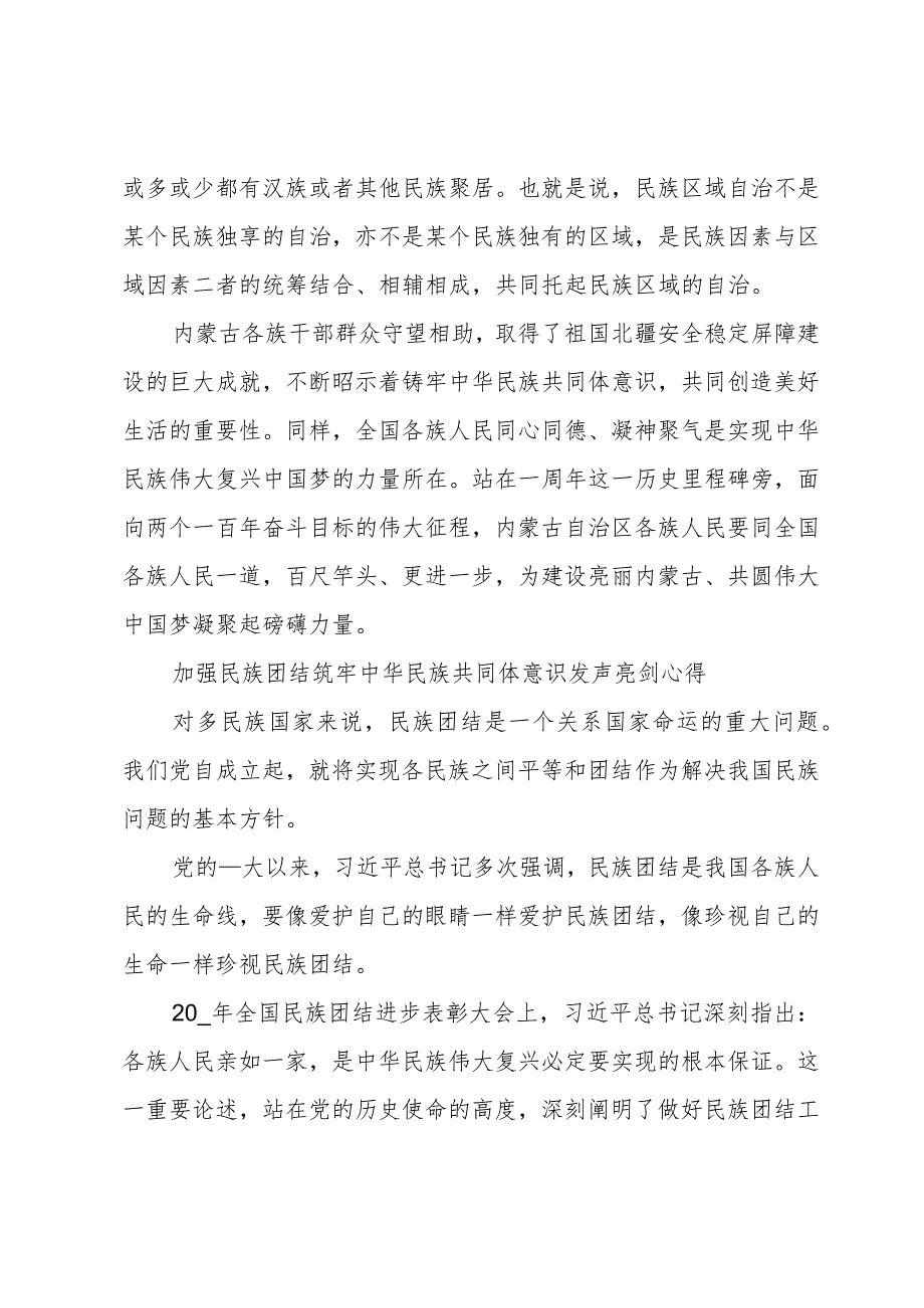 加强民族团结筑牢中华民族共同体意识发声亮剑心得.docx_第2页
