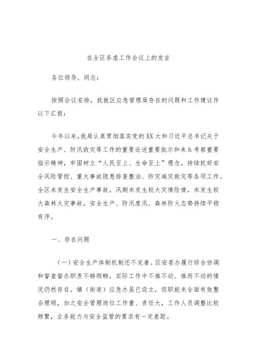 在全区务虚工作会议上的发言.docx