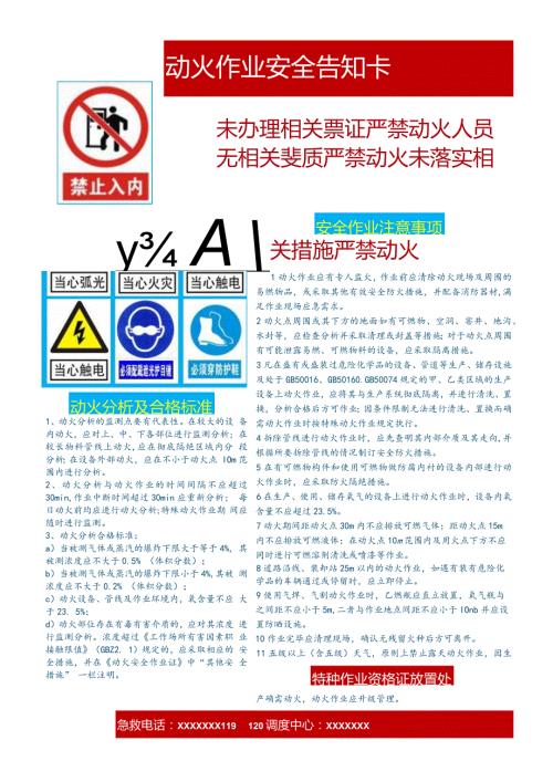 化工厂动火作业安全告知卡及规定.docx
