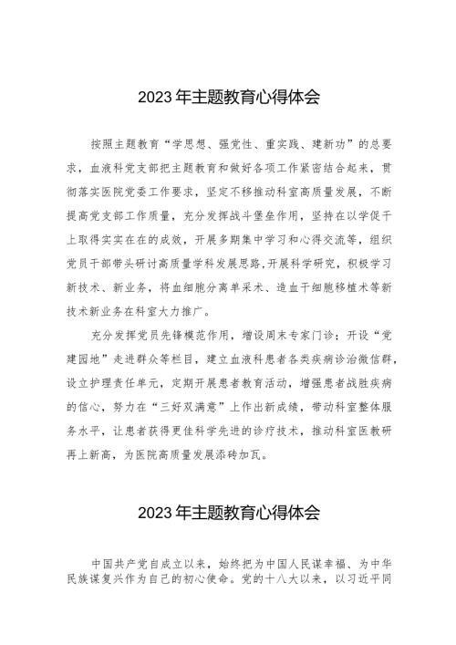 医务人员关于2023年主题教育心得体会简短发言八篇.docx