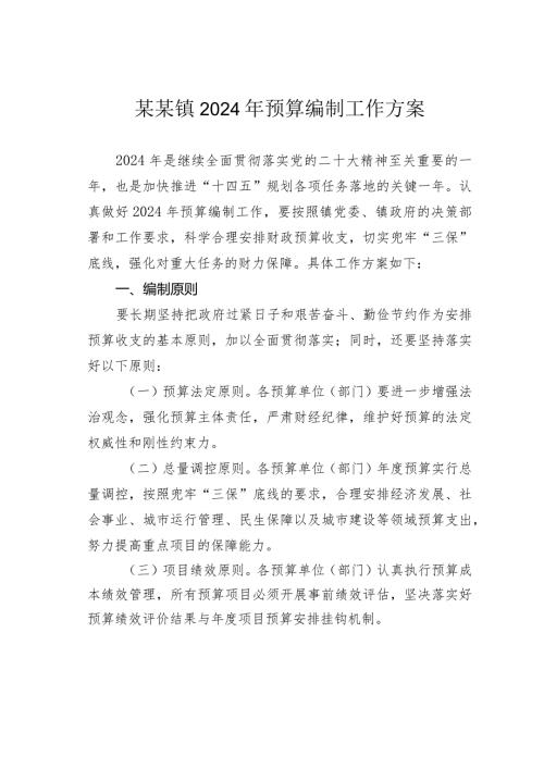 某某镇2024年预算编制工作方案(1).docx