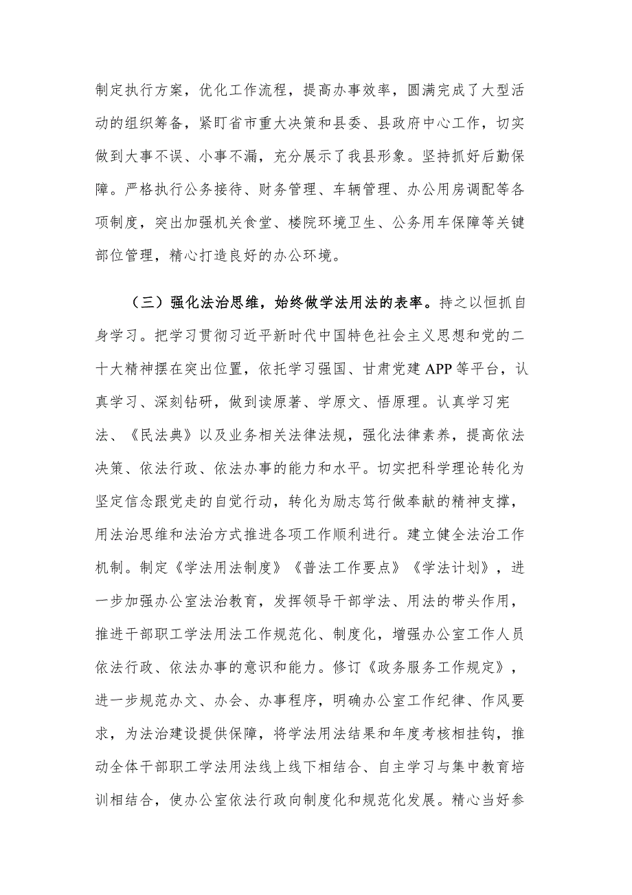 2024县政府办公室主要负责人履行推进法治建设第一责任人职责情况的报告范文.docx_第3页