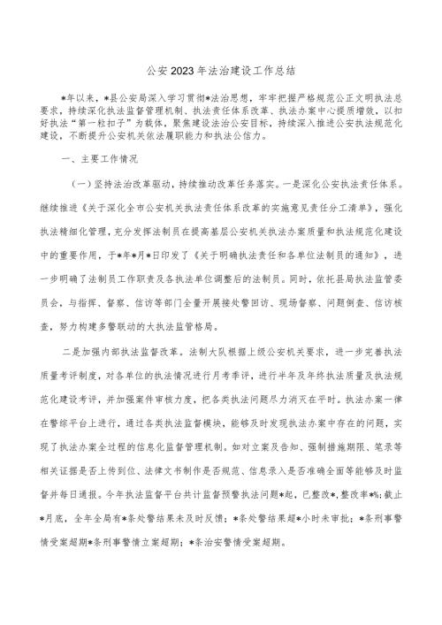 公安2023年法治建设工作总结.docx