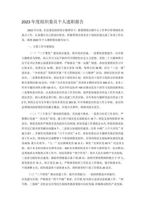 2023组织委员个人述职报告.docx