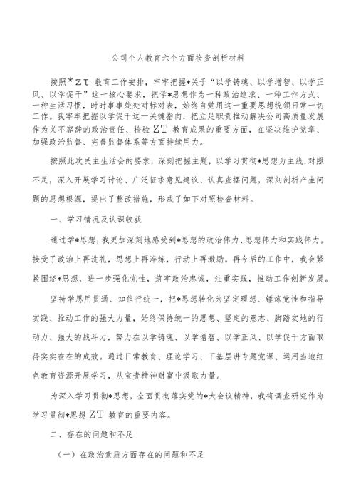 公司个人教育六个方面检查剖析材料.docx