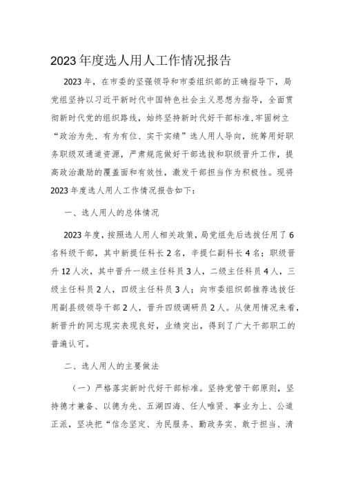 2023选人用人工作情况报告(1).docx