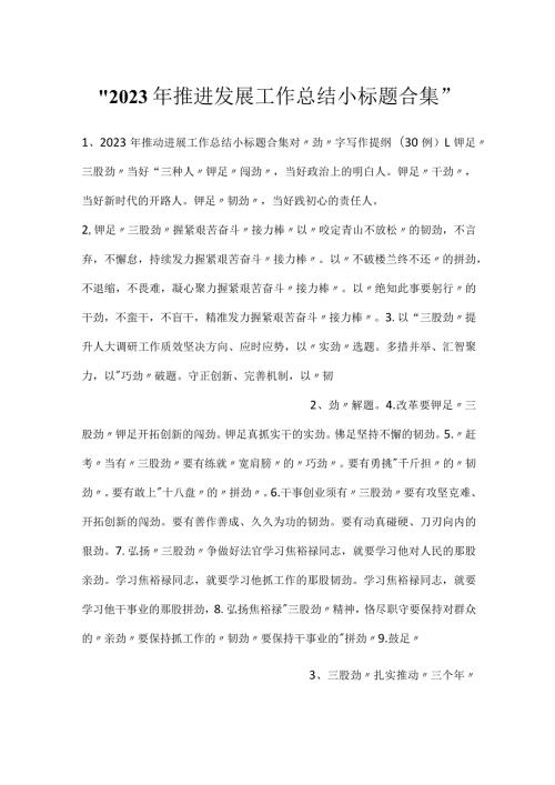 2023年推进发展工作总结小标题合集.docx
