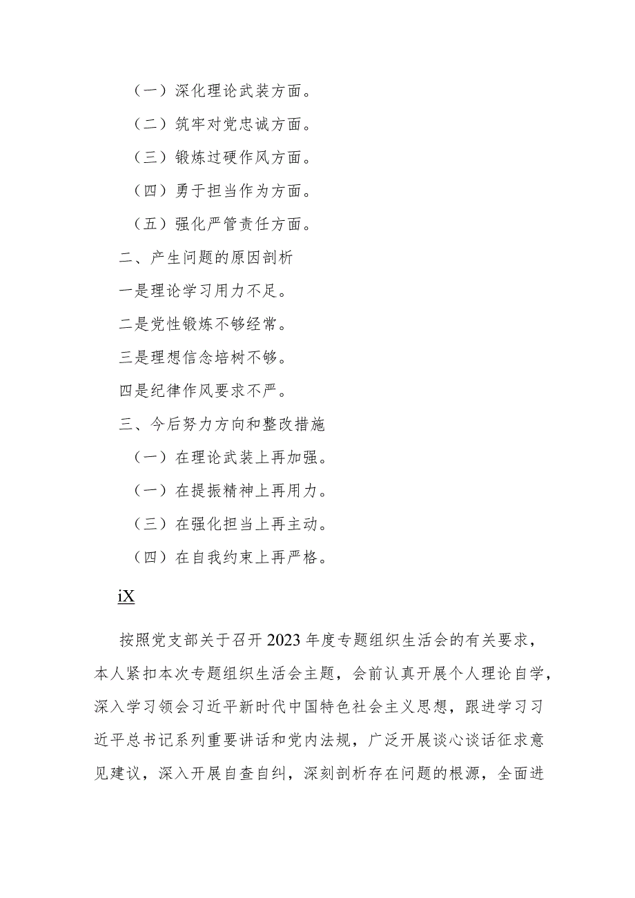 纪检监察干部、领导班子2024年深化理论武装、筑牢对党忠诚、锻炼过硬作风、勇于担当作为、强化严管责任五个方面专题生活会个人对照检查材料【三篇文】.docx_第2页