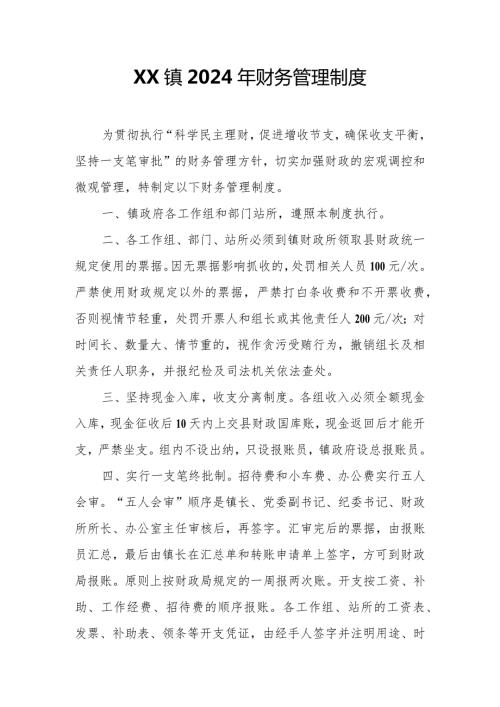 XX镇2024年财务管理制度.docx