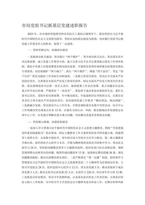 市局党组书记抓基层党建述职报告.docx