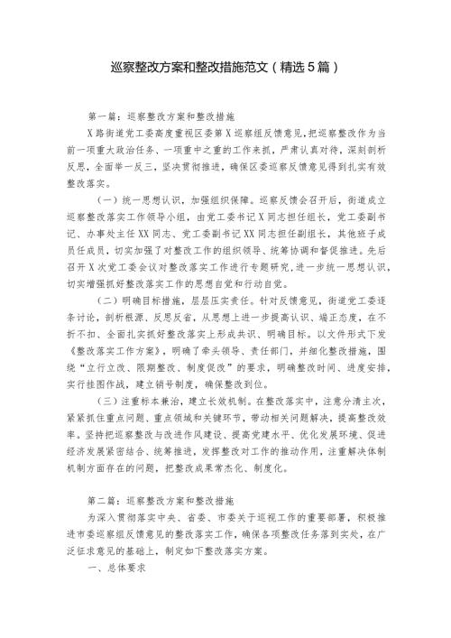 巡察整改方案和整改措施范文(精选5篇).docx
