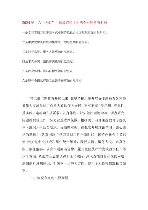 维护党中央权威和集中统一领导等六个方面的问题分析.docx