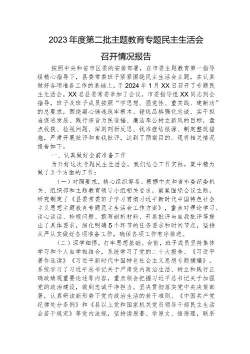 （会后）2023主题教育专题民主生活会召开情况报告2900字.docx