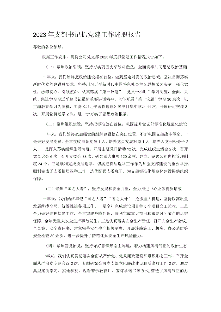 2023年支部书记抓党建工作述职报告.docx_第1页