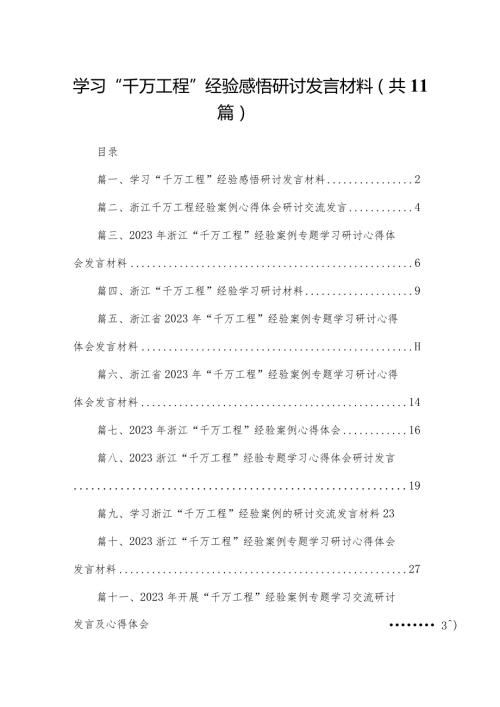 （11篇）学习“千万工程”经验感悟研讨发言材料范文.docx