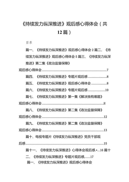 《持续发力纵深推进》观后感心得体会12篇（精编版）.docx