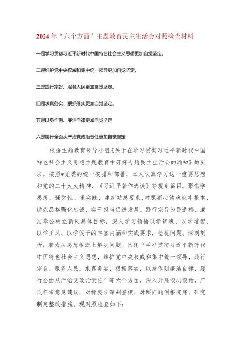 维护党中央权威和集中统一领导等六个方面的问题分析(2).docx