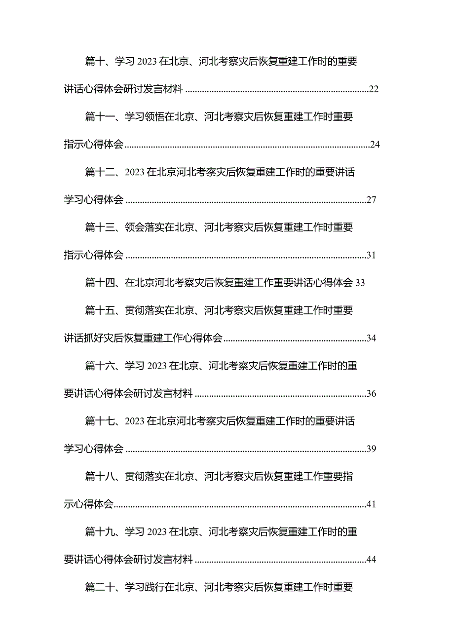 2024在北京河北考察灾后恢复重建工作重要讲话心得体会【20篇精选】供参考.docx_第2页