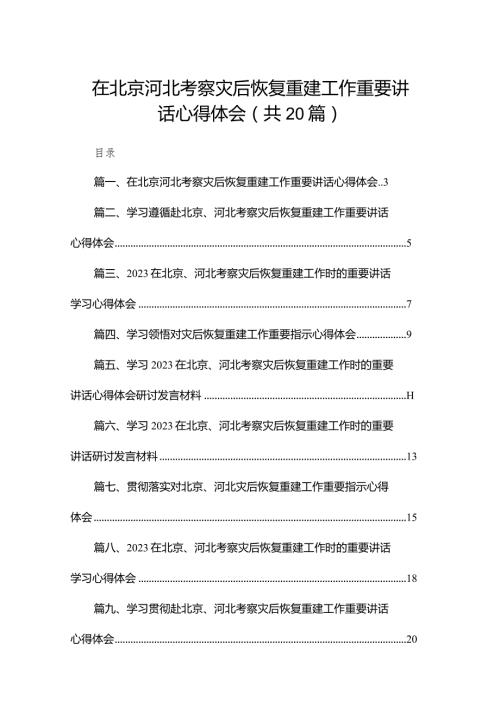 2024在北京河北考察灾后恢复重建工作重要讲话心得体会【20篇精选】供参考.docx