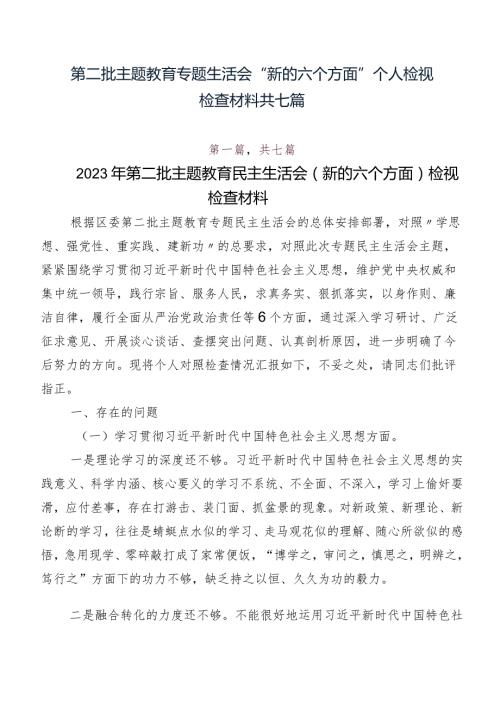 第二批专题教育专题生活会“新的六个方面”个人检视检查材料共七篇.docx
