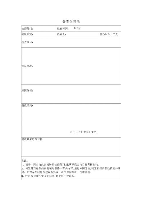 医院督察反馈表.docx