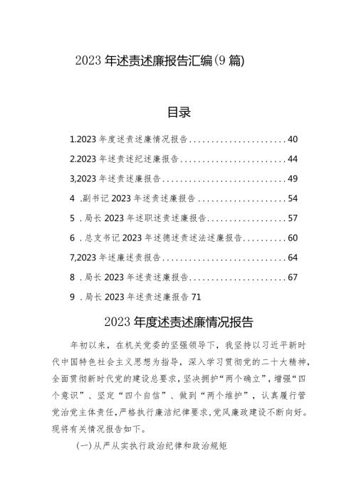 2023年述责述廉报告汇编（9篇）.docx