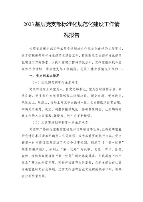 2023基层党支部标准化规范化建设工作情况报告(2).docx