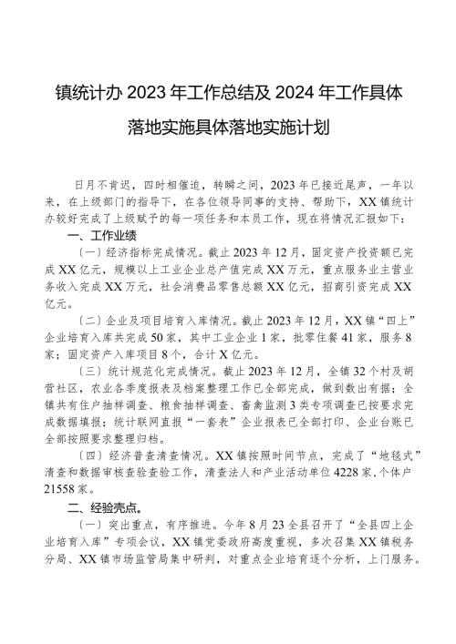 镇统计办2023年工作总结及2024年工作计划.docx
