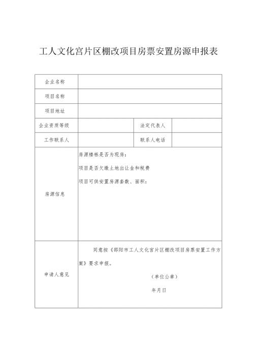 工人文化宫片区棚改项目房票安置房源申报表.docx